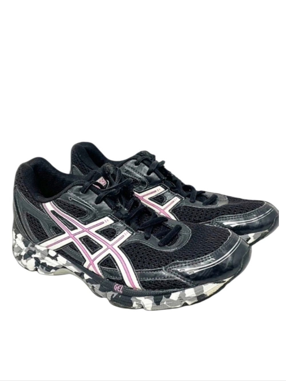 Asics SZ 6 Black/Pink Camouflage Running/Training Sneakers